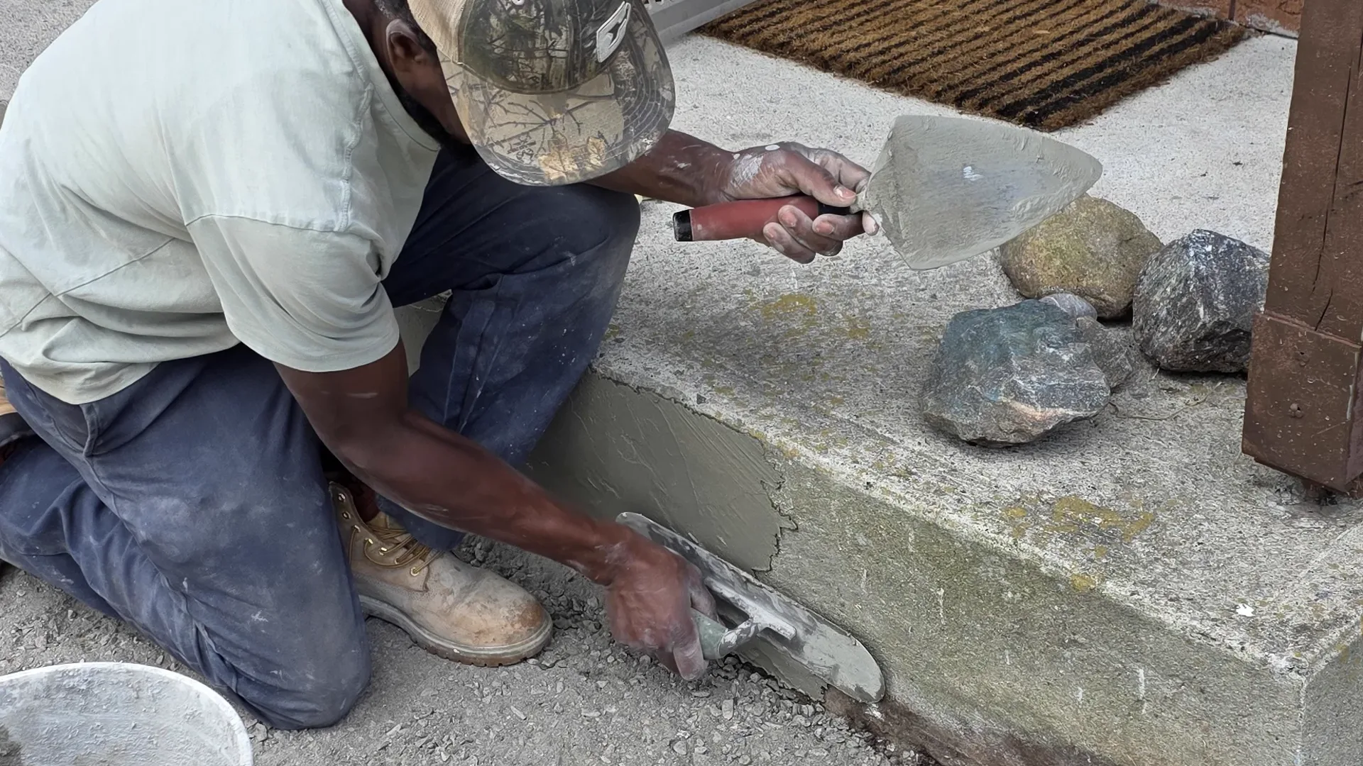 Parging work in progress