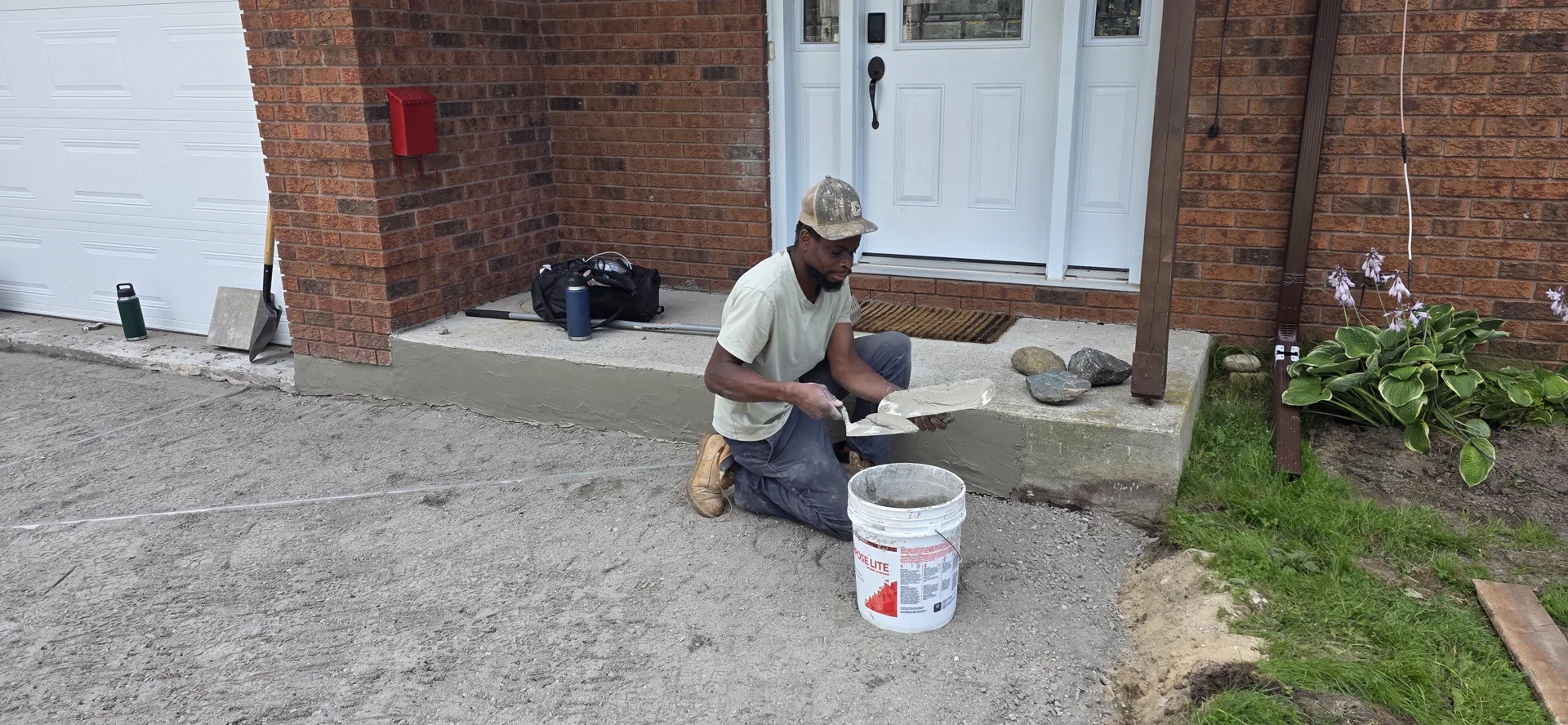 Parging completed